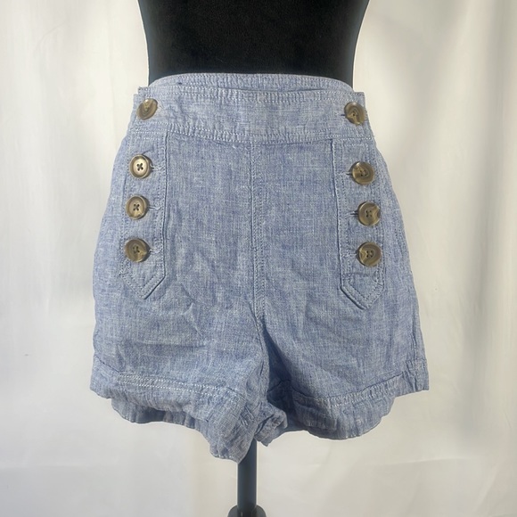 Express sailor shorts,light blue,Linen cotton blend, front buttons, size 4 - Picture 9 of 9